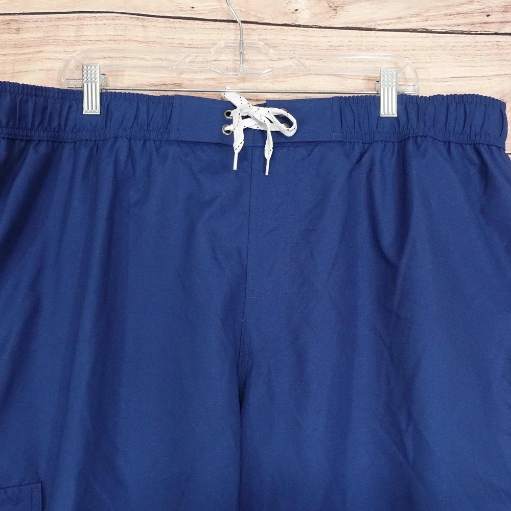 New! St. John's Bay Swim Shorts Mens 2XLT Blue Drawstring 11 Inseam Pockets